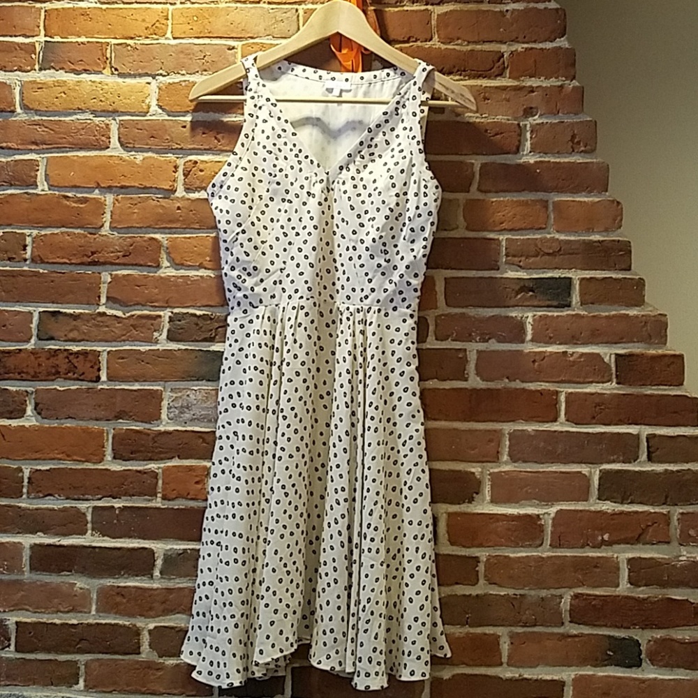 Ivory pink & blue fit-and-flare flowy skater dress
